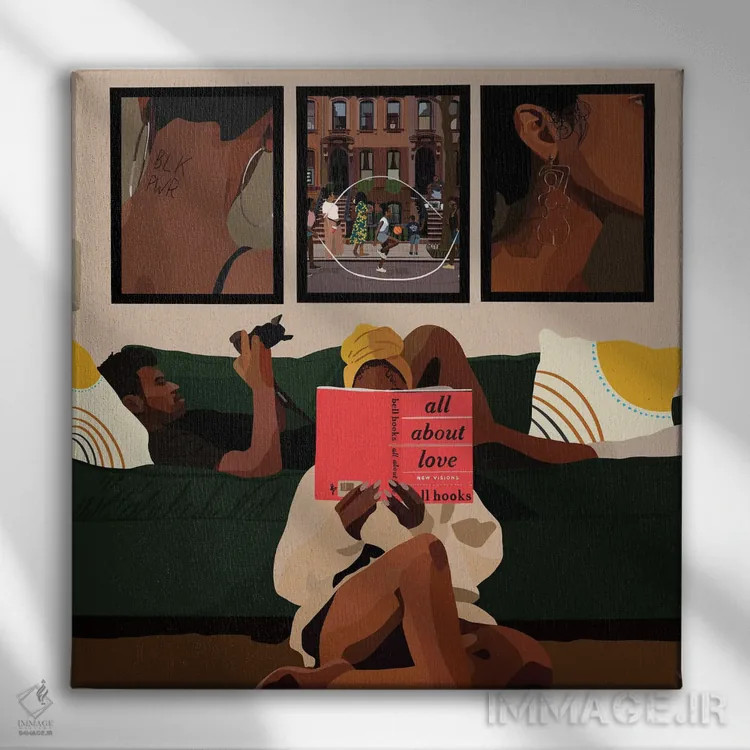 تابلو همه چیز درباره عشق اثر آرتپِیسیئی - نمای روبهرو روی دیوار