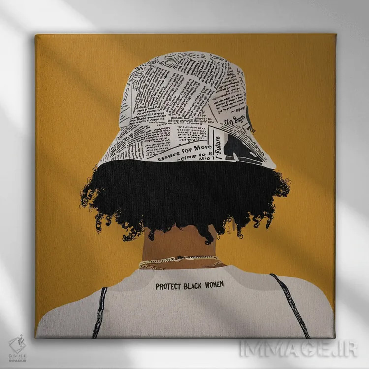 تابلو محافظت از زنان سیاهپوست زرد اثر آرتپِیسیئی - نمای روبهرو روی دیوار