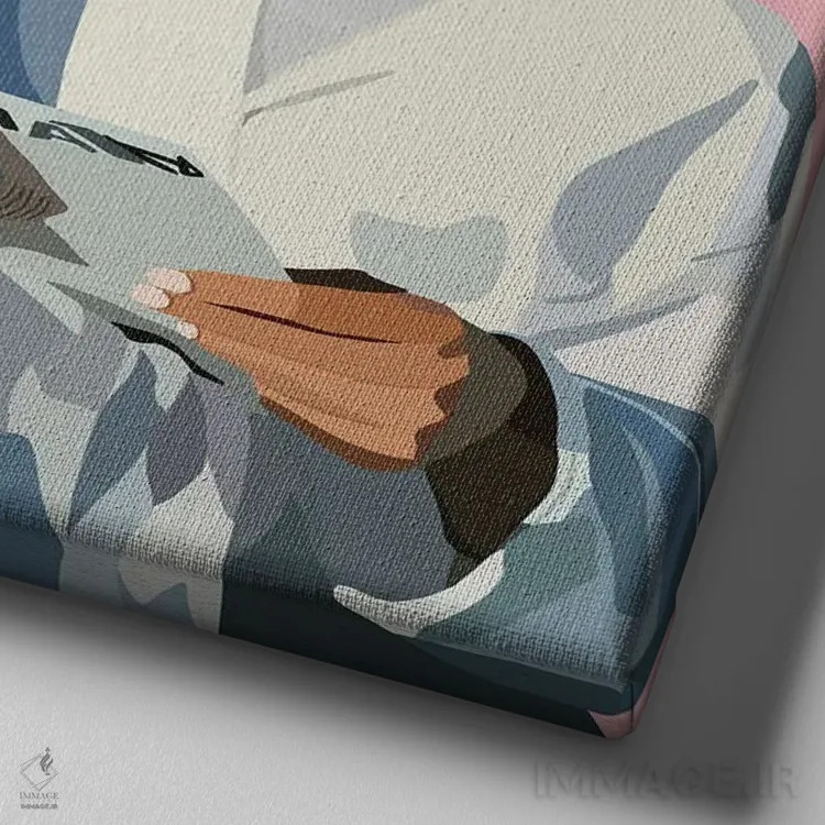 تابلو صورتی گالنتاین (دوستی زنانه) اثر آرتپِیسیئی - نمای نزدیک بافت بوم