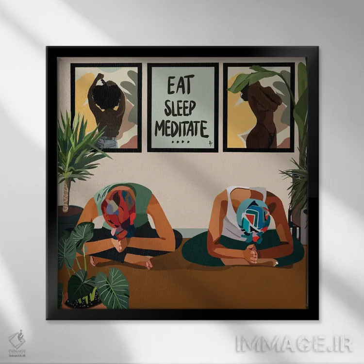 تابلو بخور بخواب مدیتیشن کن اثر آرتپِیسیئی - نمای قابدار مشکی