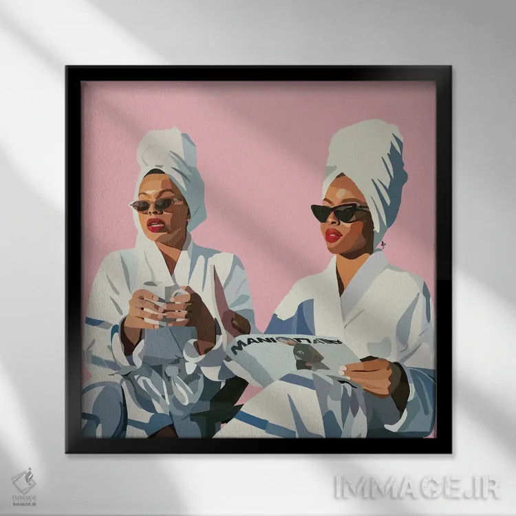 تابلو صورتی گالنتاین (دوستی زنانه) اثر آرتپِیسیئی - نمای قابدار مشکی