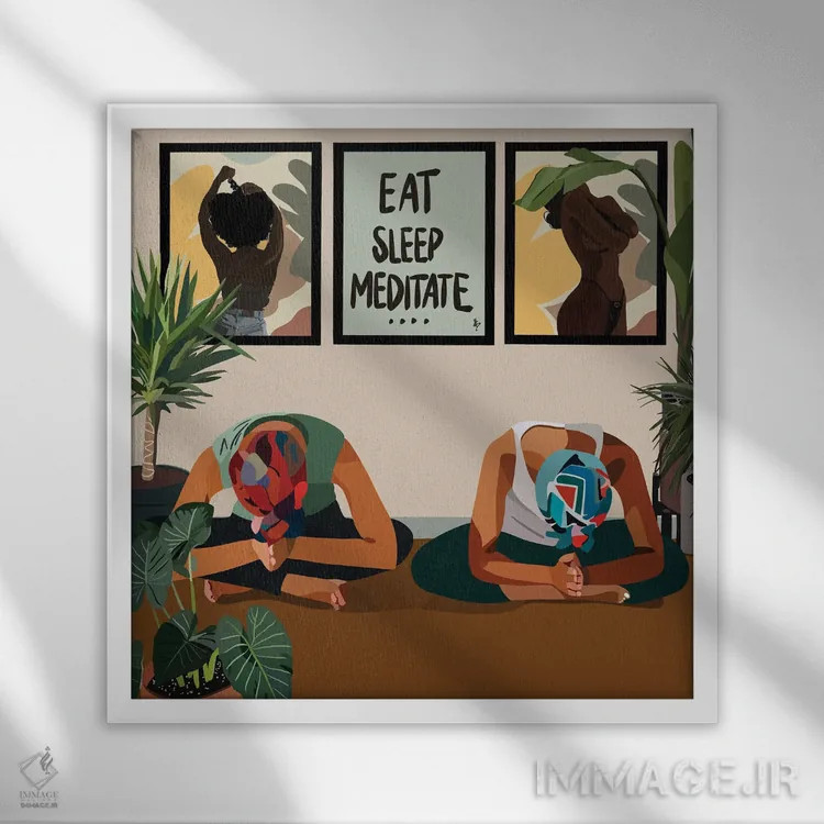 تابلو بخور بخواب مدیتیشن کن اثر آرتپِیسیئی - نمای قابدار سفید