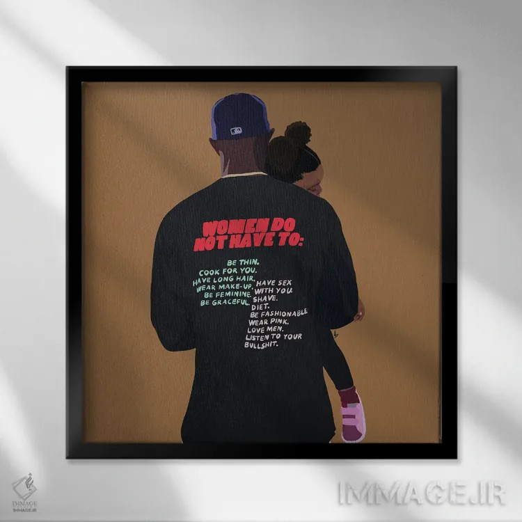 تابلو حمایت از زنان اثر آرتپِیسیئی - نمای قابدار مشکی
