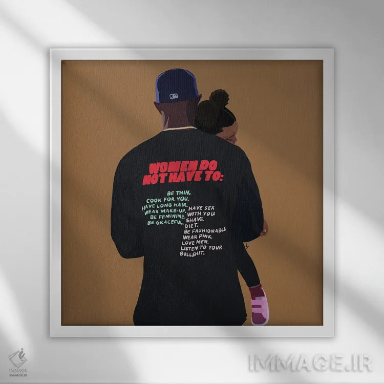 تابلو حمایت از زنان اثر آرتپِیسیئی - نمای قابدار سفید