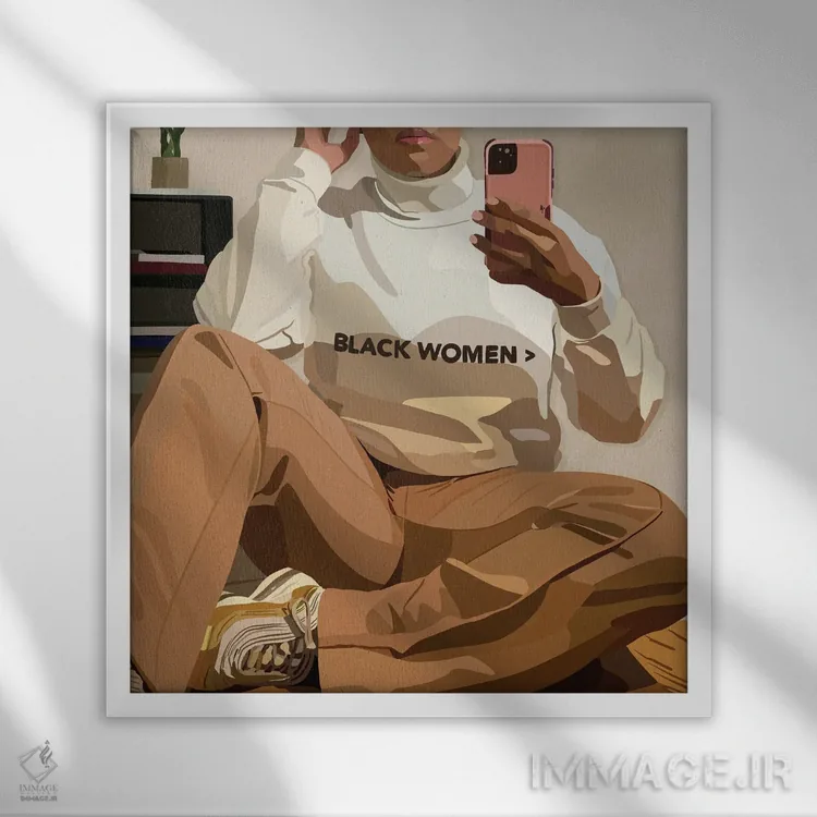 تابلو زنان سیاهپوست اثر آرتپِیسیئی - نمای قابدار سفید