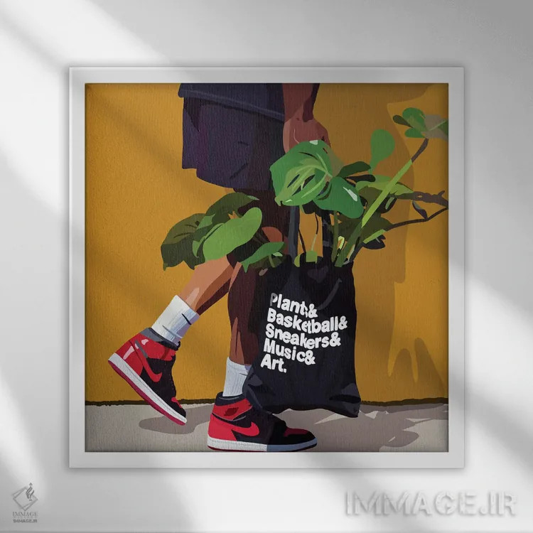 تابلو بابای گیاه نایکی اثر آرتپِیسیئی - نمای قابدار سفید