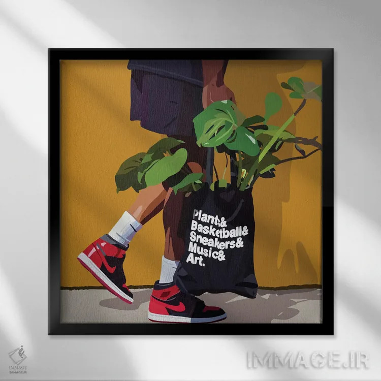 تابلو بابای گیاه نایکی اثر آرتپِیسیئی - نمای قابدار مشکی