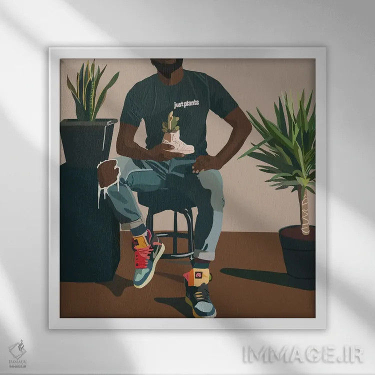 تابلو بابای گیاه فقط گیاهها اثر آرتپِیسیئی - نمای قابدار سفید