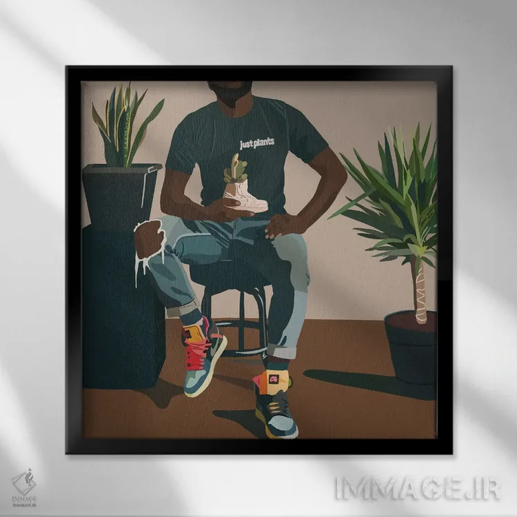 تابلو بابای گیاه فقط گیاهها اثر آرتپِیسیئی - نمای قابدار مشکی