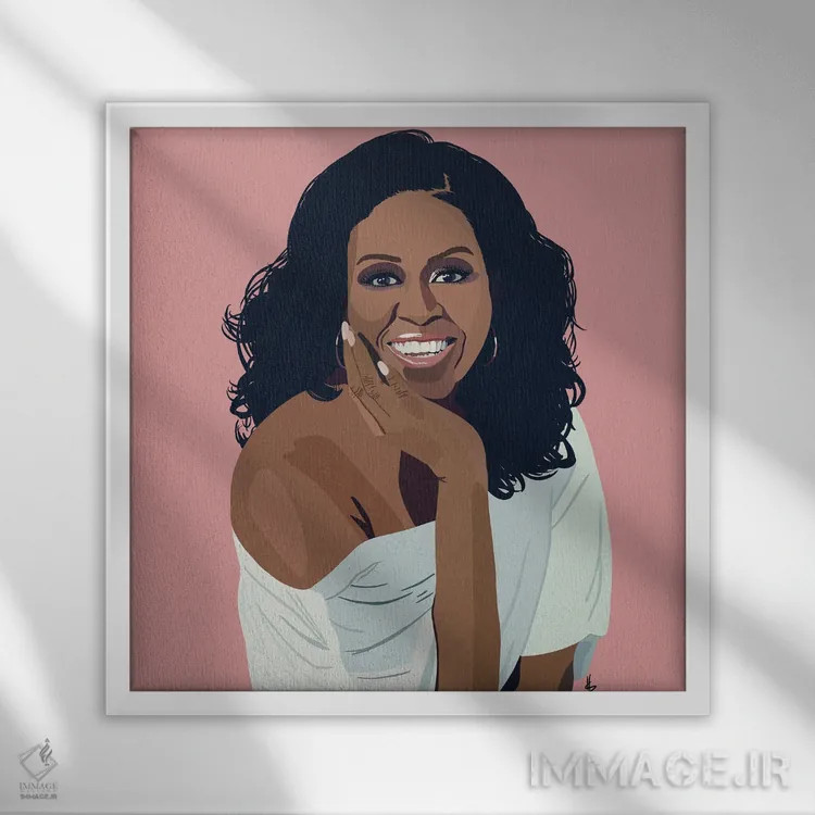 تابلو میشل اوباما اثر آرتپِیسیئی - نمای قابدار سفید