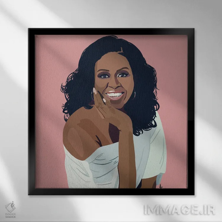 تابلو میشل اوباما اثر آرتپِیسیئی - نمای قابدار مشکی