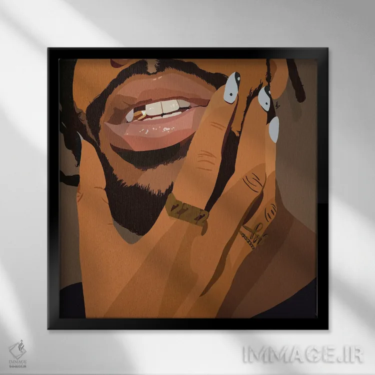 تابلو بوسه بوسه اثر آرتپِیسیئی - نمای قابدار مشکی