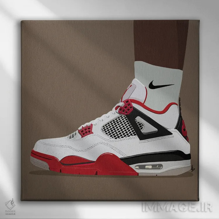 تابلو کفشهای آتشین (کفش باحال) اثر آرتپِیسیئی - نمای روبهرو روی دیوار