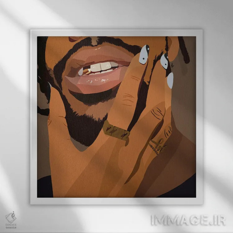 تابلو بوسه بوسه اثر آرتپِیسیئی - نمای قابدار سفید