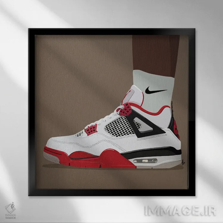 تابلو کفشهای آتشین (کفش باحال) اثر آرتپِیسیئی - نمای قابدار مشکی