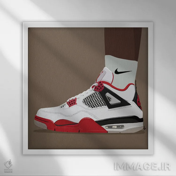 تابلو کفشهای آتشین (کفش باحال) اثر آرتپِیسیئی - نمای قابدار سفید