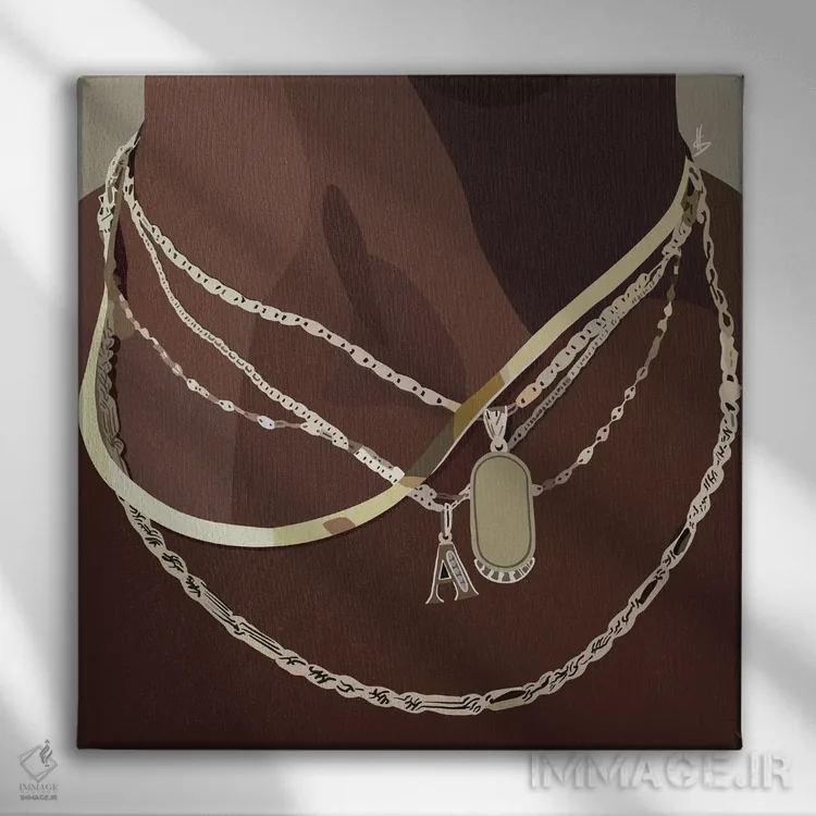تابلو زنجیر طلایی اثر آرتپِیسیئی - نمای روبهرو روی دیوار