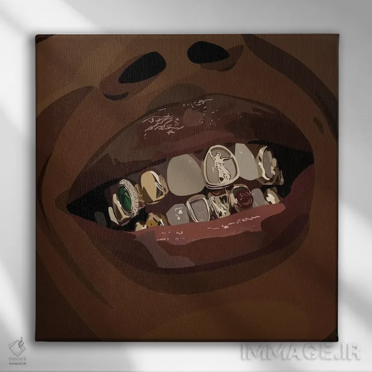 تابلو گریلز (تزئین دندان) اثر آرتپِیسیئی - نمای روبهرو روی دیوار