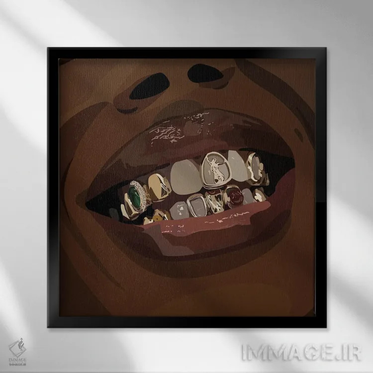 تابلو گریلز (تزئین دندان) اثر آرتپِیسیئی - نمای قابدار مشکی