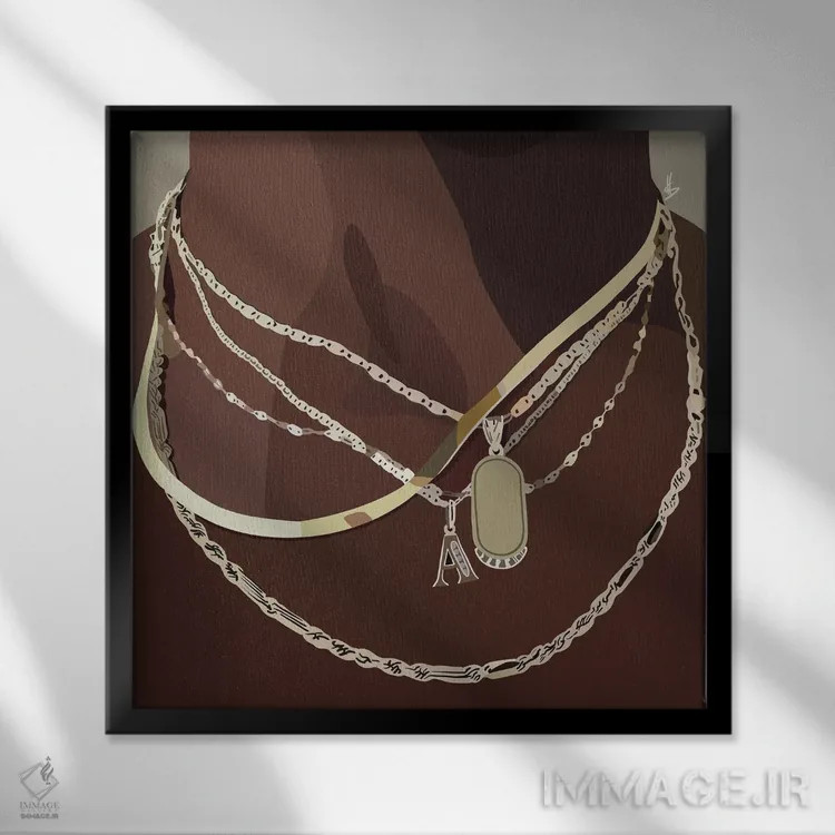 تابلو زنجیر طلایی اثر آرتپِیسیئی - نمای قابدار مشکی