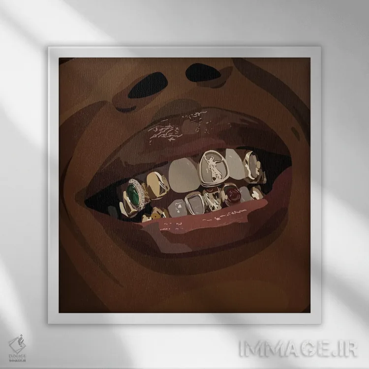 تابلو گریلز (تزئین دندان) اثر آرتپِیسیئی - نمای قابدار سفید