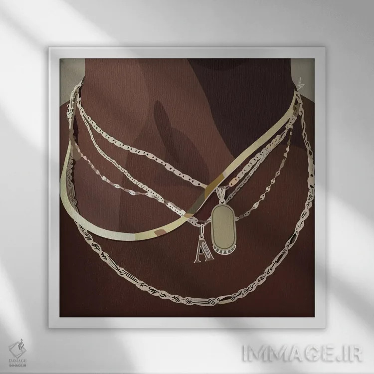 تابلو زنجیر طلایی اثر آرتپِیسیئی - نمای قابدار سفید