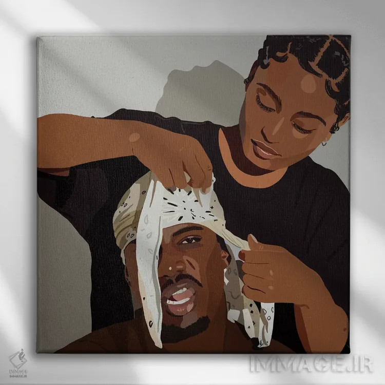 تابلو دورگ شاتی (دختر با روسری دورگ) اثر آرتپِیسیئی - نمای روبهرو روی دیوار