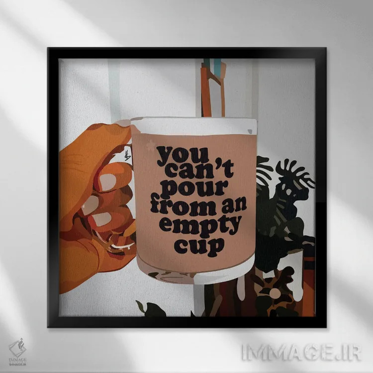 تابلو فنجان خالی اثر آرتپِیسیئی - نمای قابدار مشکی