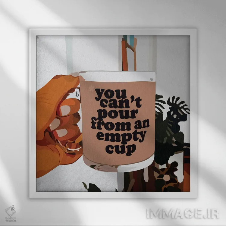 تابلو فنجان خالی اثر آرتپِیسیئی - نمای قابدار سفید