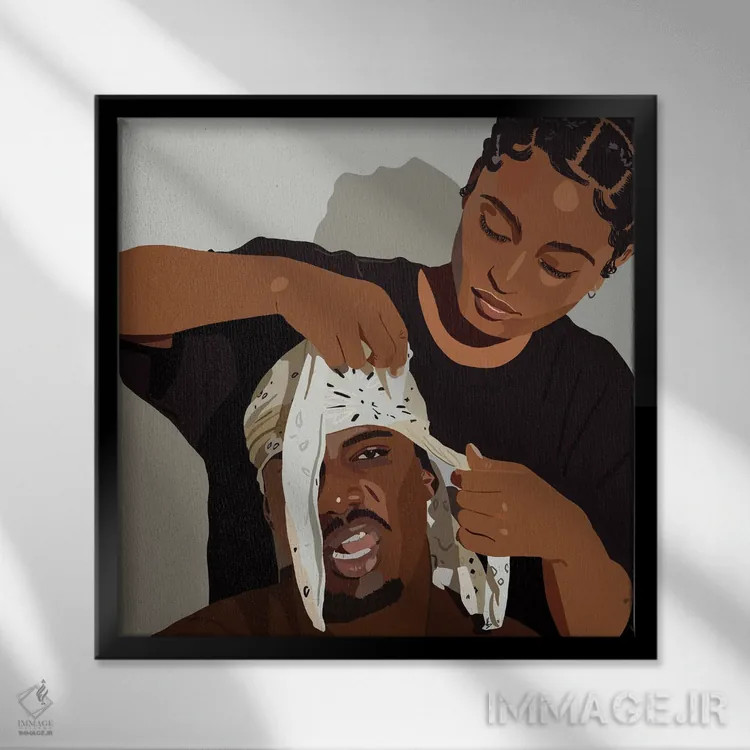 تابلو دورگ شاتی (دختر با روسری دورگ) اثر آرتپِیسیئی - نمای قابدار مشکی