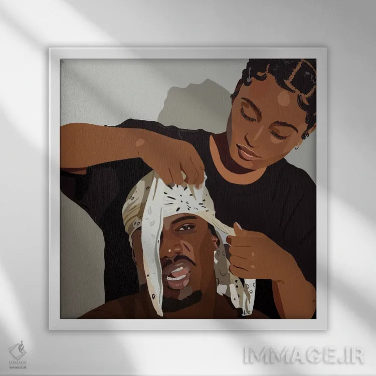 تابلو دورگ شاتی (دختر با روسری دورگ) اثر آرتپِیسیئی - نمای قابدار سفید