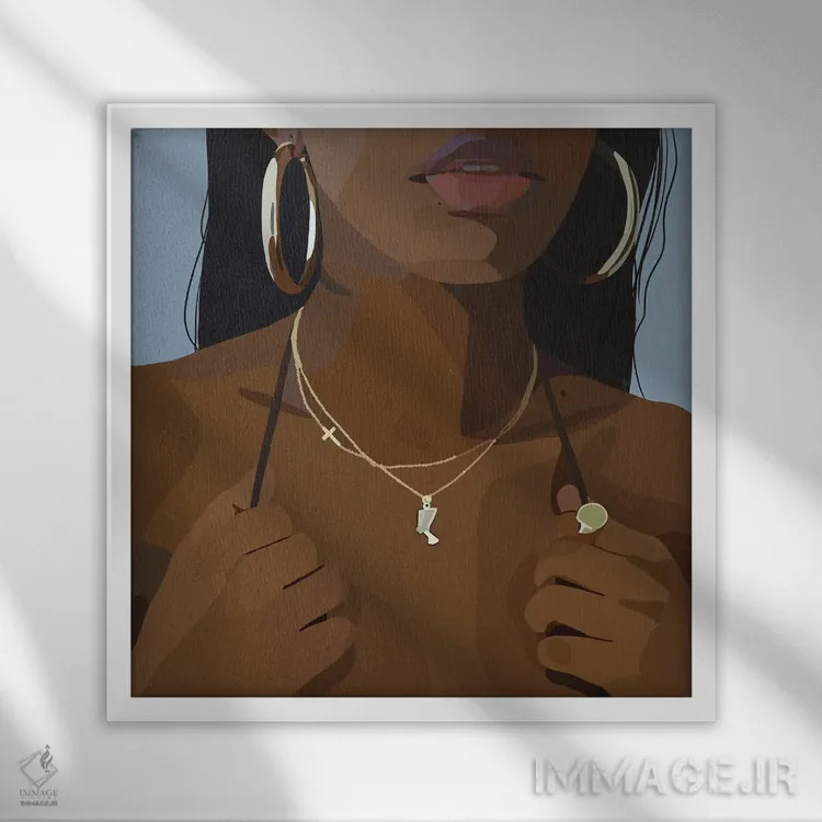 تابلو نفرتیتی طلایی اثر آرتپِیسیئی - نمای قابدار سفید