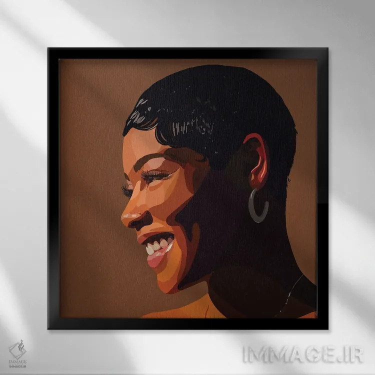 تابلو دختر پوست قهوهای اثر آرتپِیسیئی - نمای قابدار مشکی