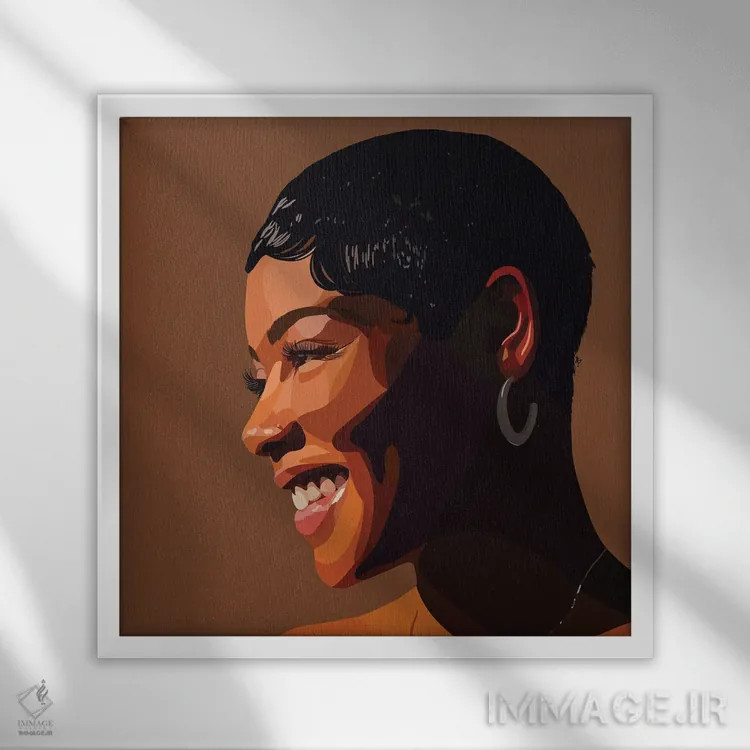 تابلو دختر پوست قهوهای اثر آرتپِیسیئی - نمای قابدار سفید