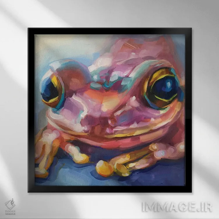 تابلو مطالعه مینی قورباغه ۳ اثر هالی استورلی - نمای قابدار مشکی