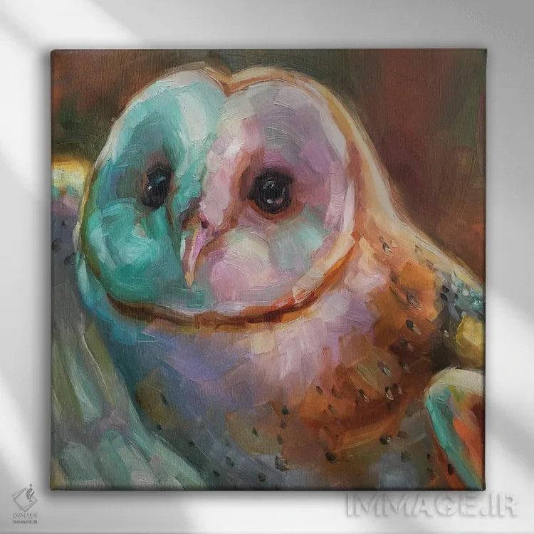 تابلو مطالعه جغد ۵ اثر هالی استورلی - نمای روبهرو روی دیوار