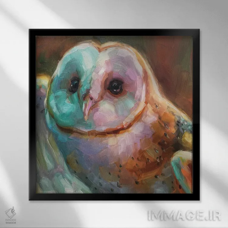 تابلو مطالعه جغد ۵ اثر هالی استورلی - نمای قابدار مشکی