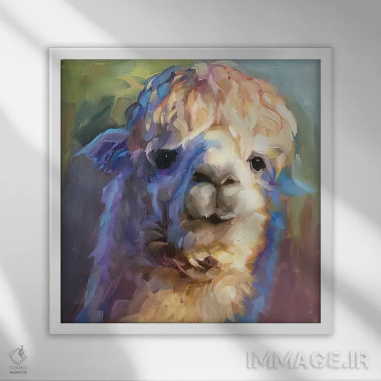 تابلو مطالعه آلپاکا اثر هالی استورلی - نمای قابدار سفید