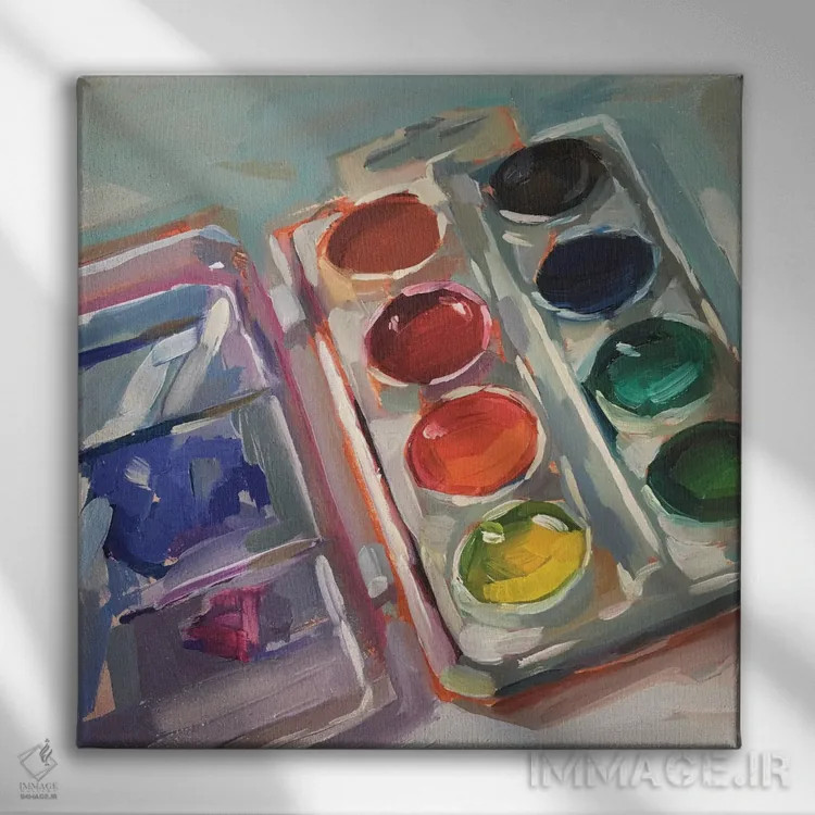 تابلو ست آبرنگ اثر هالی استورلی - نمای روبهرو روی دیوار