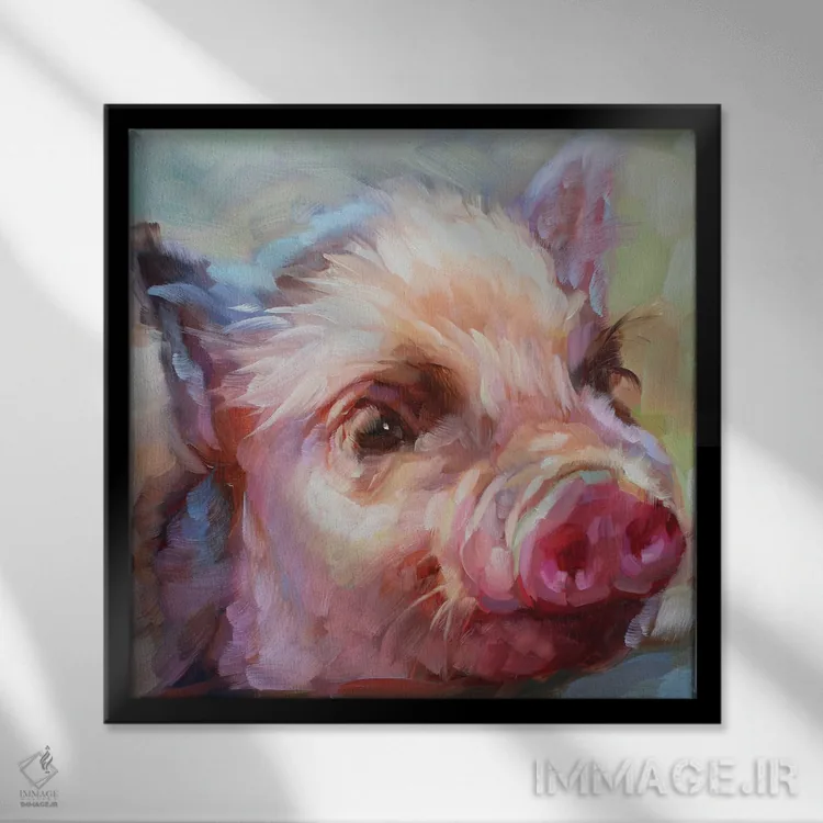 تابلو مطالعه خوک اثر هالی استورلی - نمای قابدار مشکی