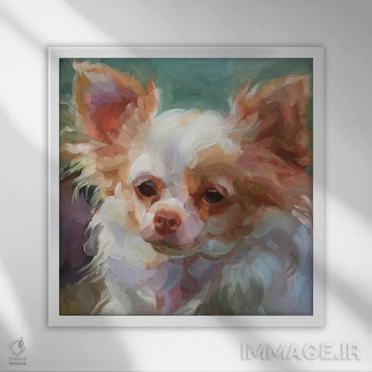 تابلو مطالعه سگ ۳ اثر هالی استورلی - نمای قابدار سفید