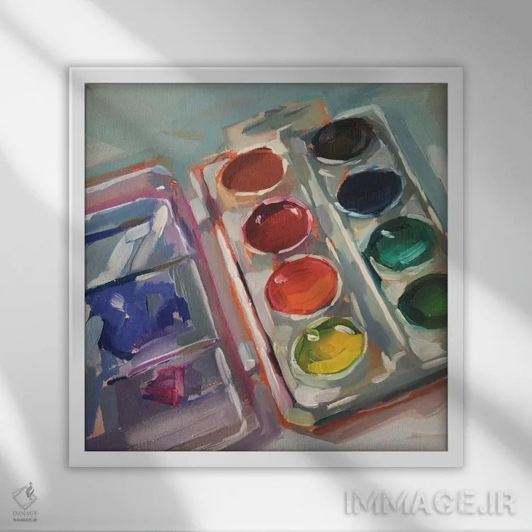 تابلو ست آبرنگ اثر هالی استورلی - نمای قابدار سفید