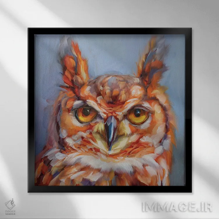 تابلو مطالعه جغد ۱۸ اثر هالی استورلی - نمای قابدار مشکی