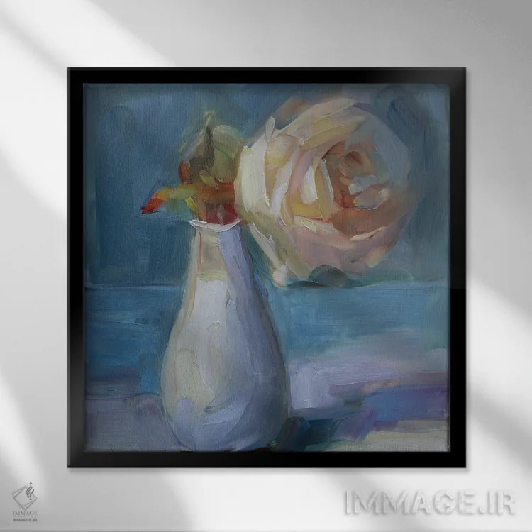 تابلو مطالعه گلها اثر هالی استورلی - نمای قابدار مشکی