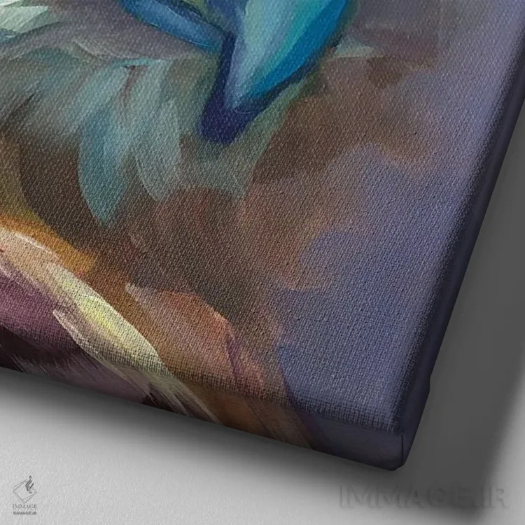 تابلو مطالعه مینی پرنده ۲ اثر هالی استورلی - نمای نزدیک بافت بوم