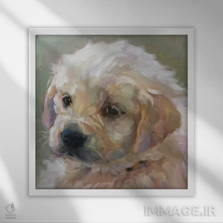 تابلو مطالعه سگ ۲ اثر هالی استورلی - نمای قابدار سفید