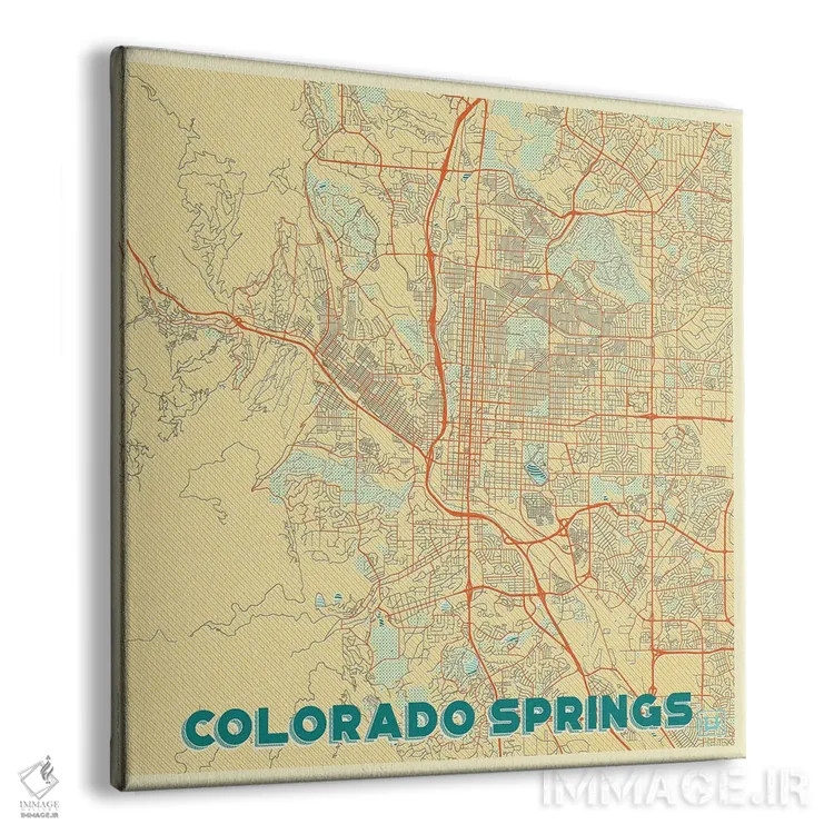 تابلو نقشه شهری رترو کلرادو اسپرینگز اثر هوبرت روگوسکی - نمای پرسپکتیو محصول