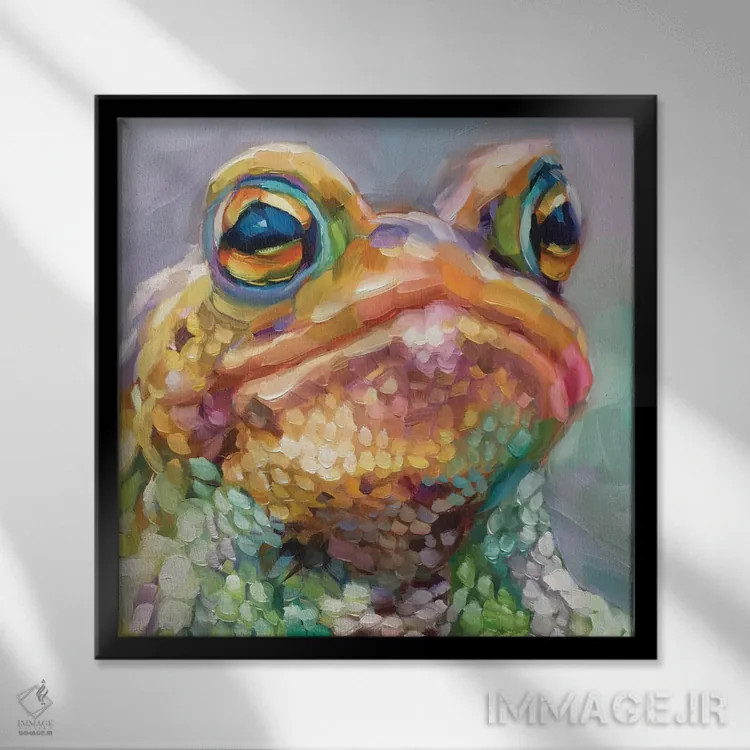 تابلو مطالعه مینی قورباغه ۲ اثر هالی استورلی - نمای قابدار مشکی
