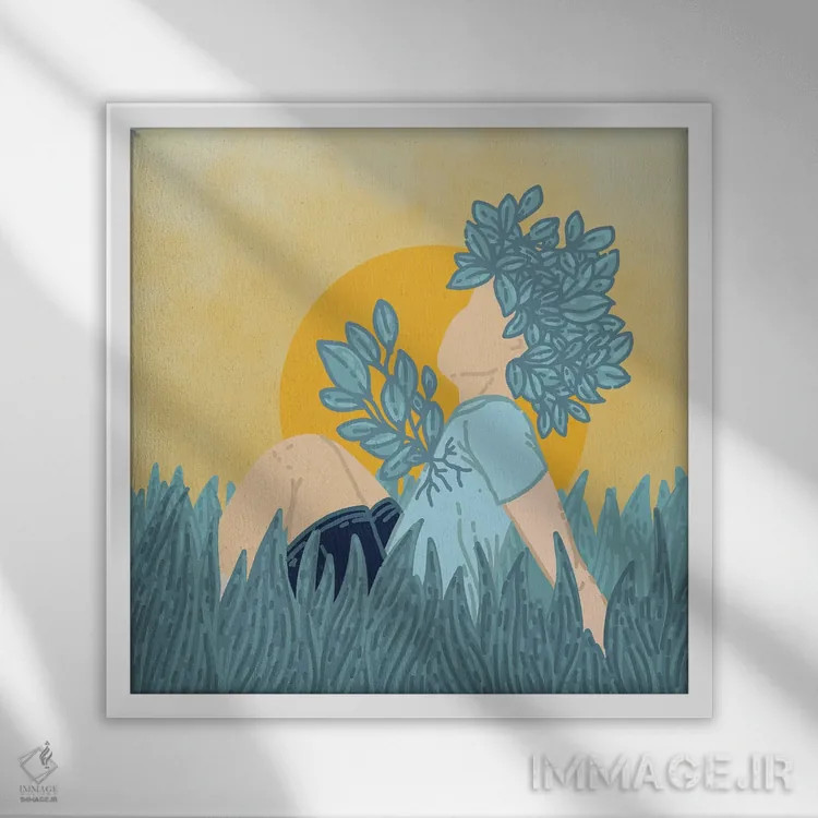 تابلو زندگی سبز (سازگار با محیط زیست) اثر کورالی هوئن - نمای قابدار سفید