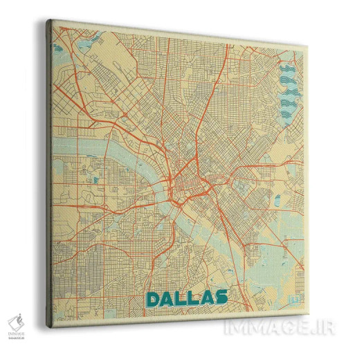 تابلو نقشه شهری رترو دالاس اثر هوبرت روگوسکی - نمای پرسپکتیو محصول